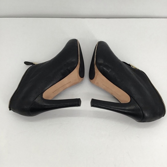 Diane Von Furstenberg Camilla Zipper Leather Booties Black Career Size 7.5 - Picture 6 of 12